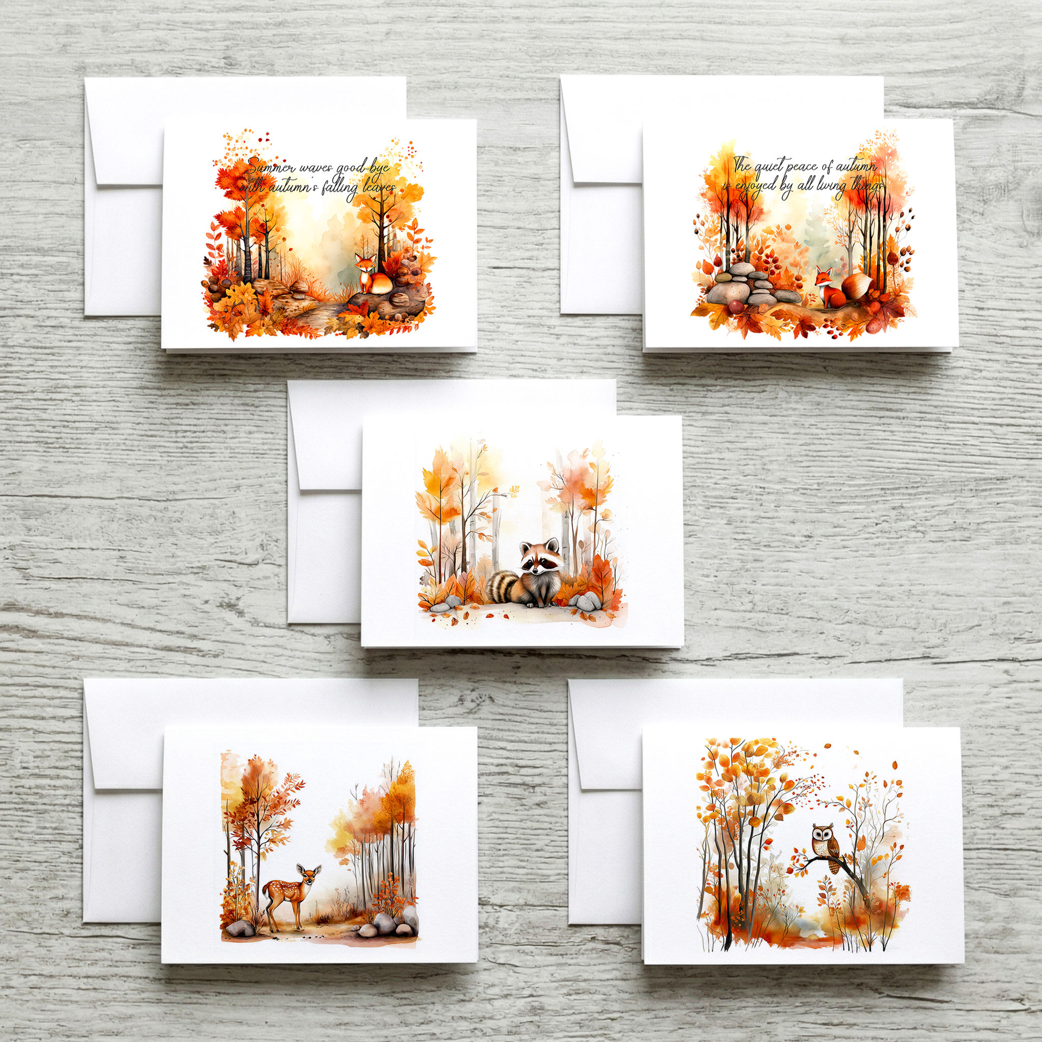 Autumn In The Woods Set of Notecards with Envelopes