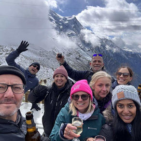 A drink on the terrace at Mont Blanc