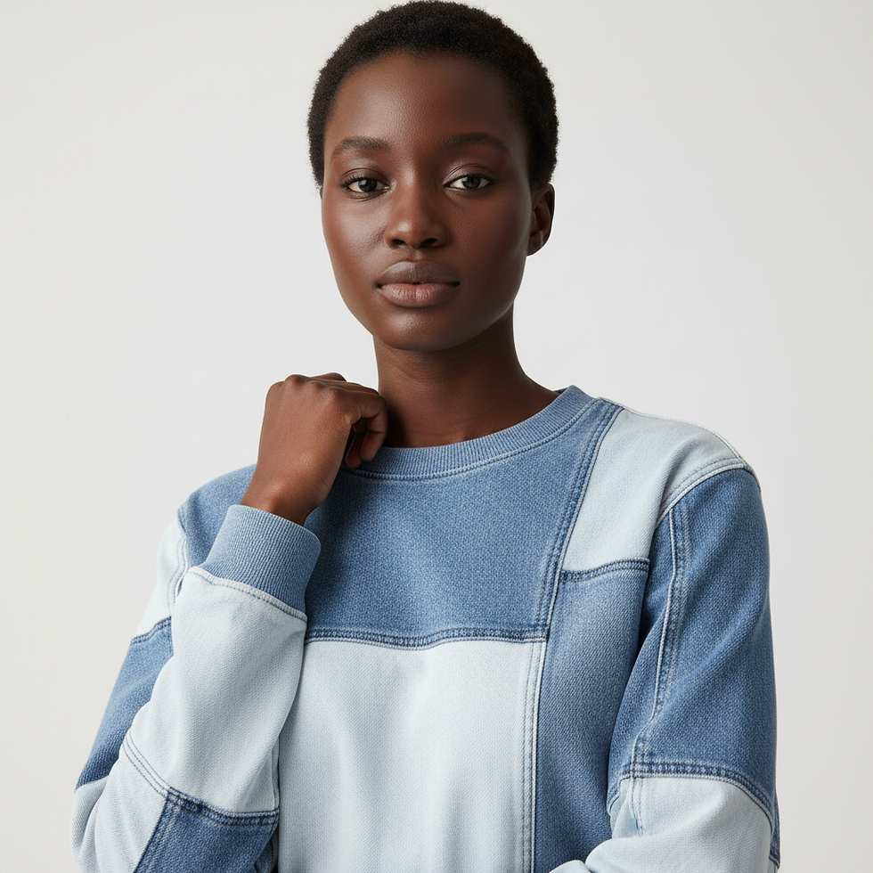 Patchwork Denim Crewneck