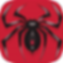 App icon for Spider solitaire. A black widow spider on a red background