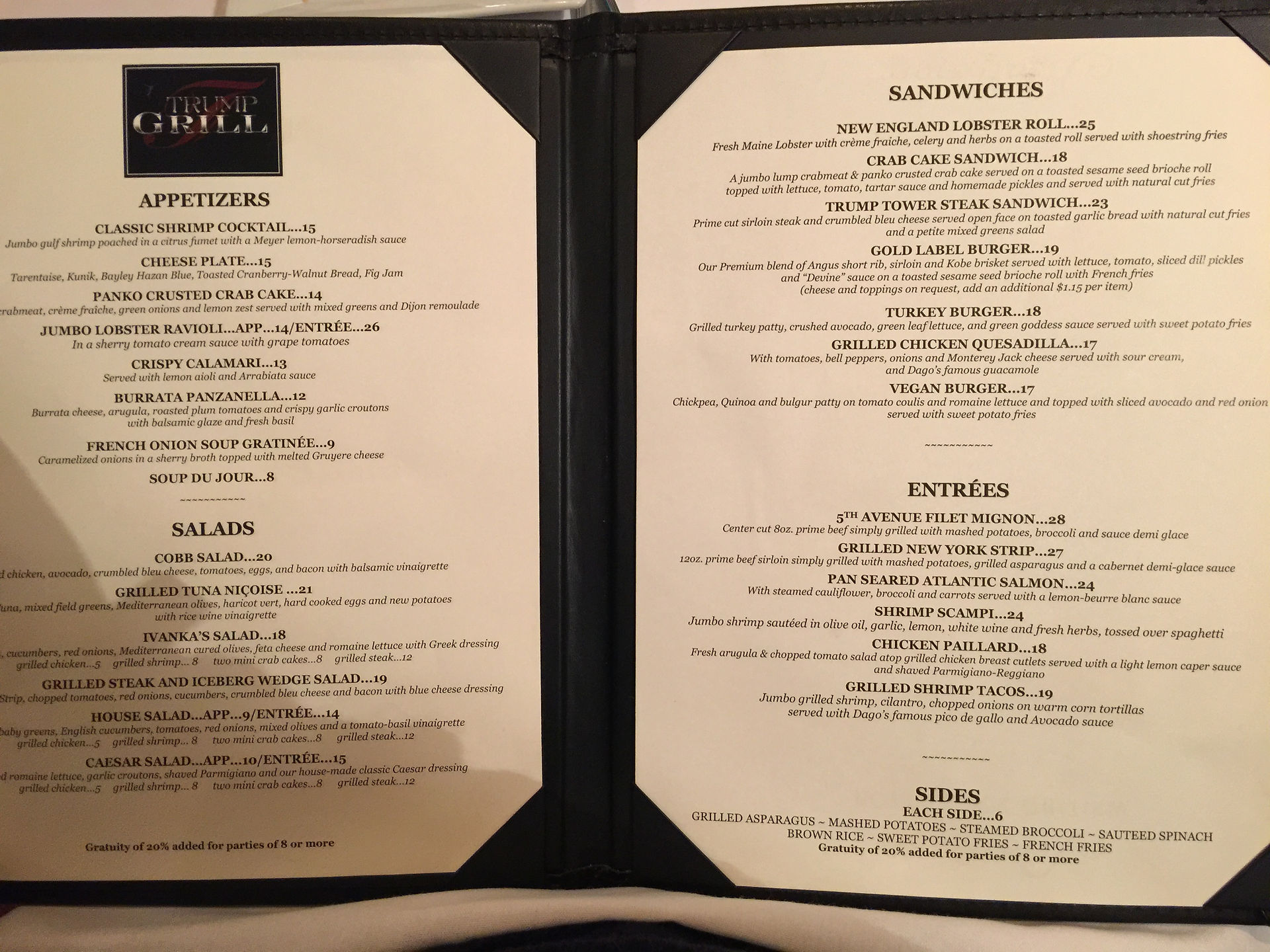Trump Tower Restaurante Menu