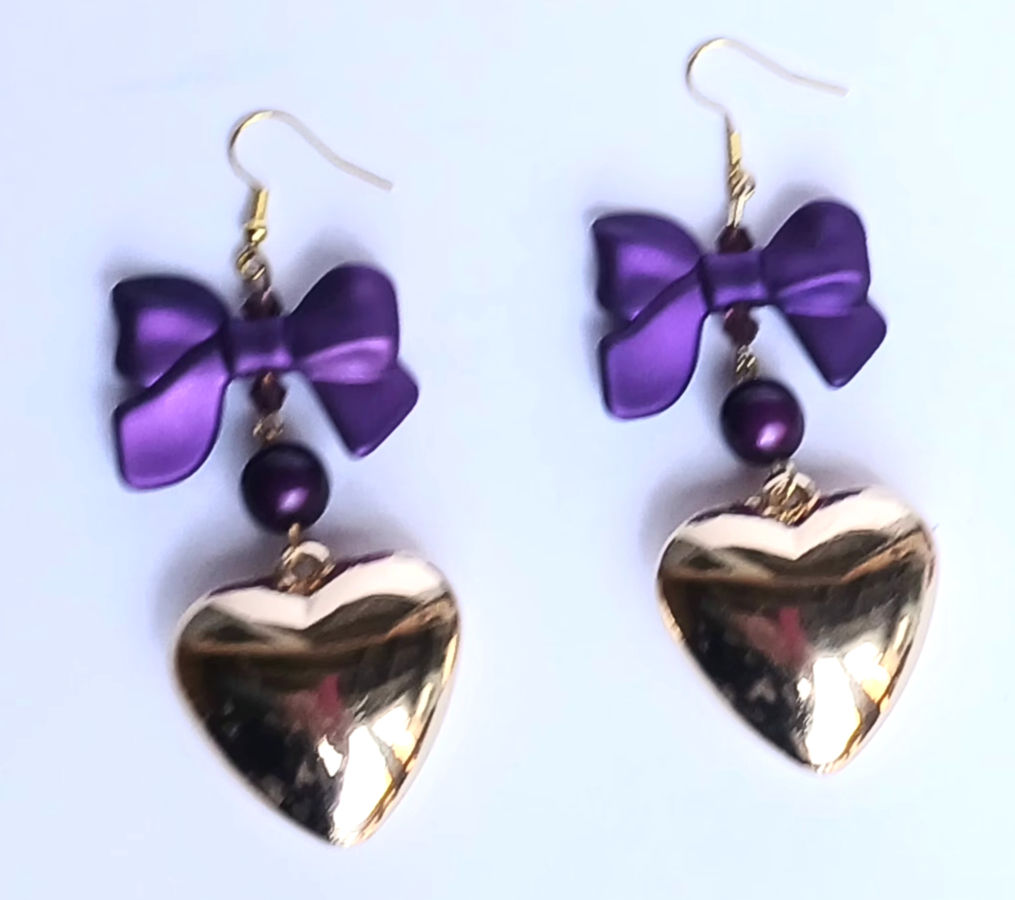 Where did you get those CUTE Earrings/ Heart and bow-Purple