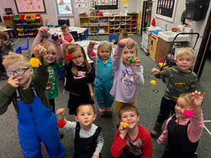 Kids enjoying holiday crafts