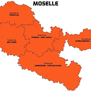 Carte géographique de nos services de monte-matériaux et vide-maison en Moselle (57), interventions rapides sur Metz et Thionville.