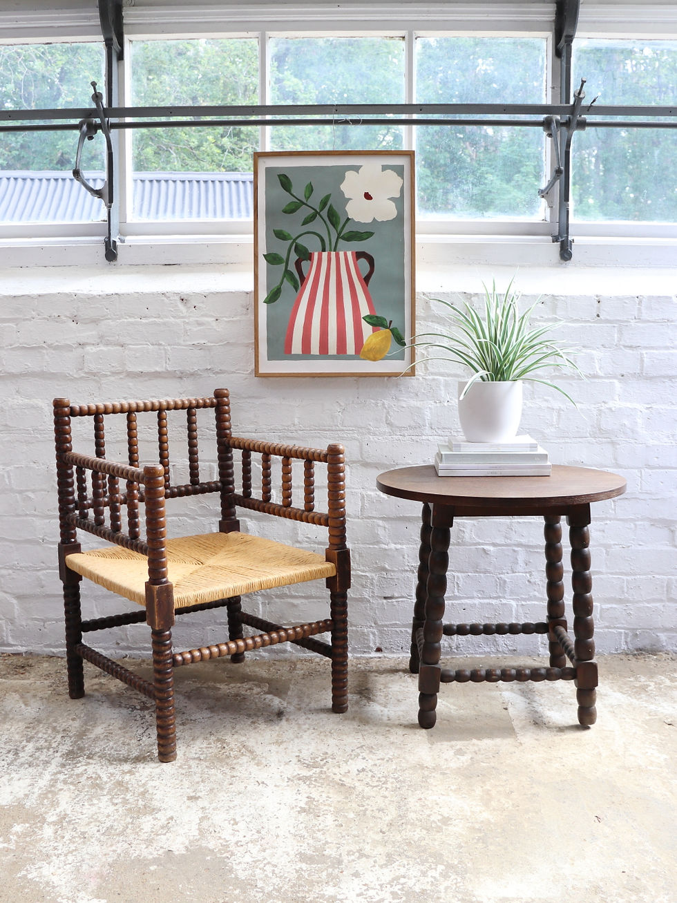 Thumbnail: Beautiful Vintage French Corner Bobbin Armchair