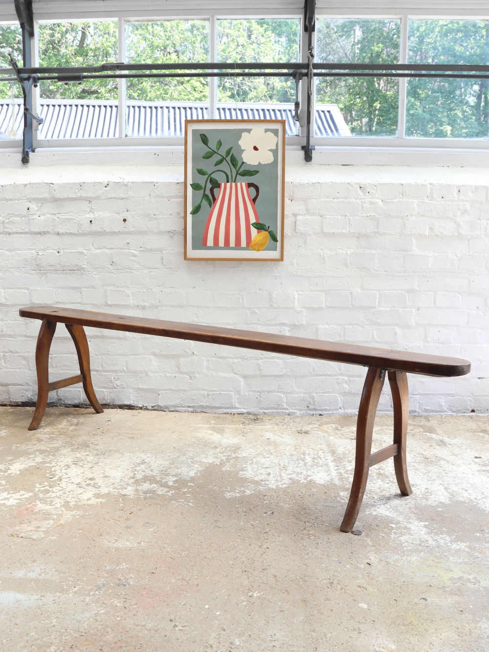 Large Antique Oak French Rustic Bench