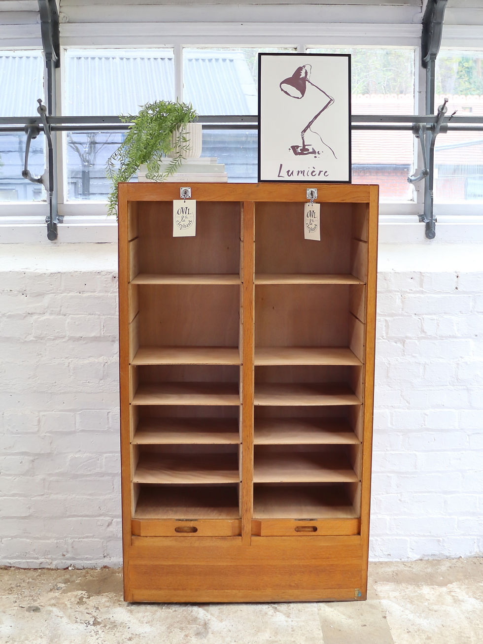 Thumbnail: Beautiful Vintage French Double Tambour Fronted Cabinet