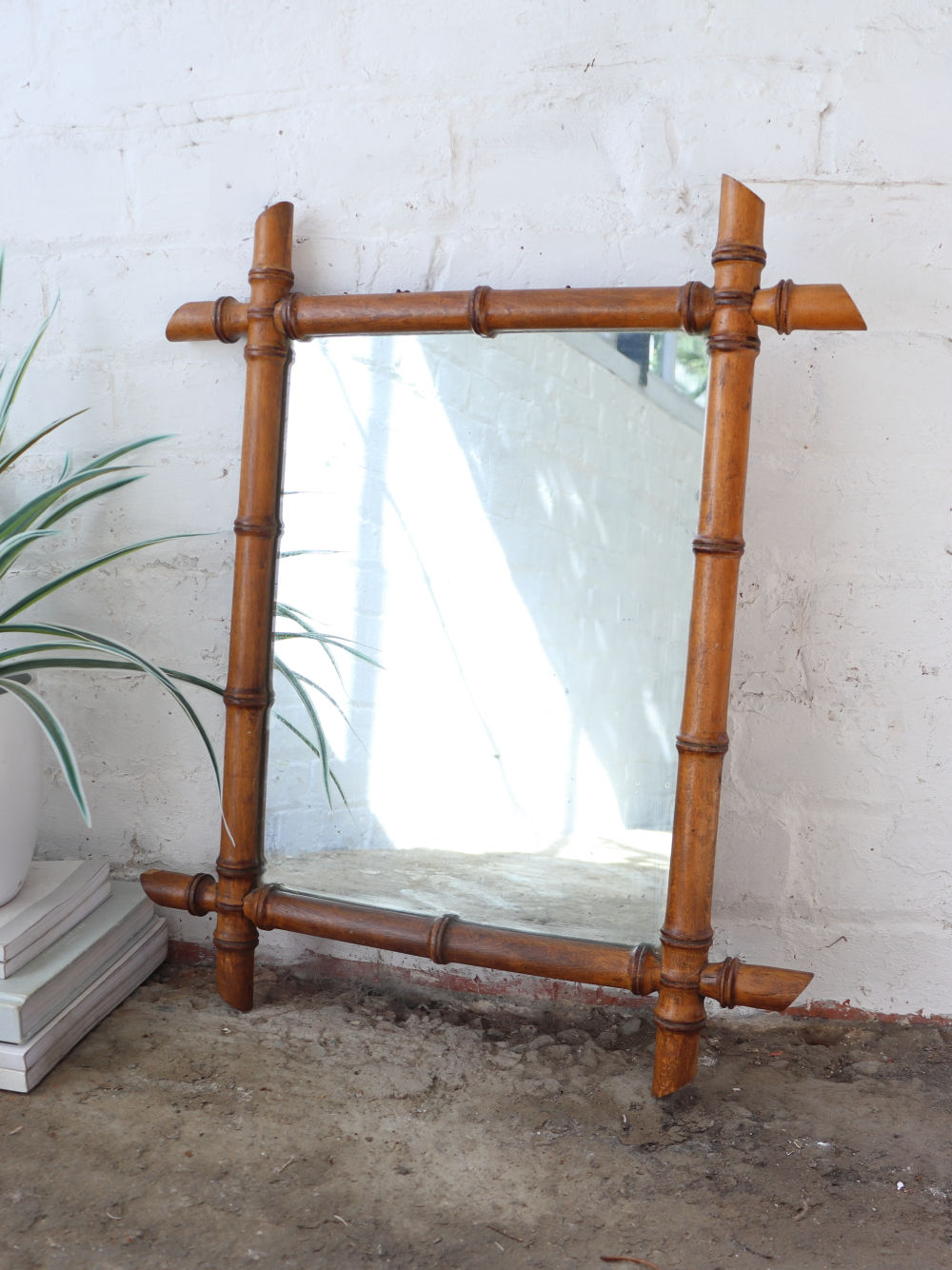 French Vintage Faux Bamboo Mirror