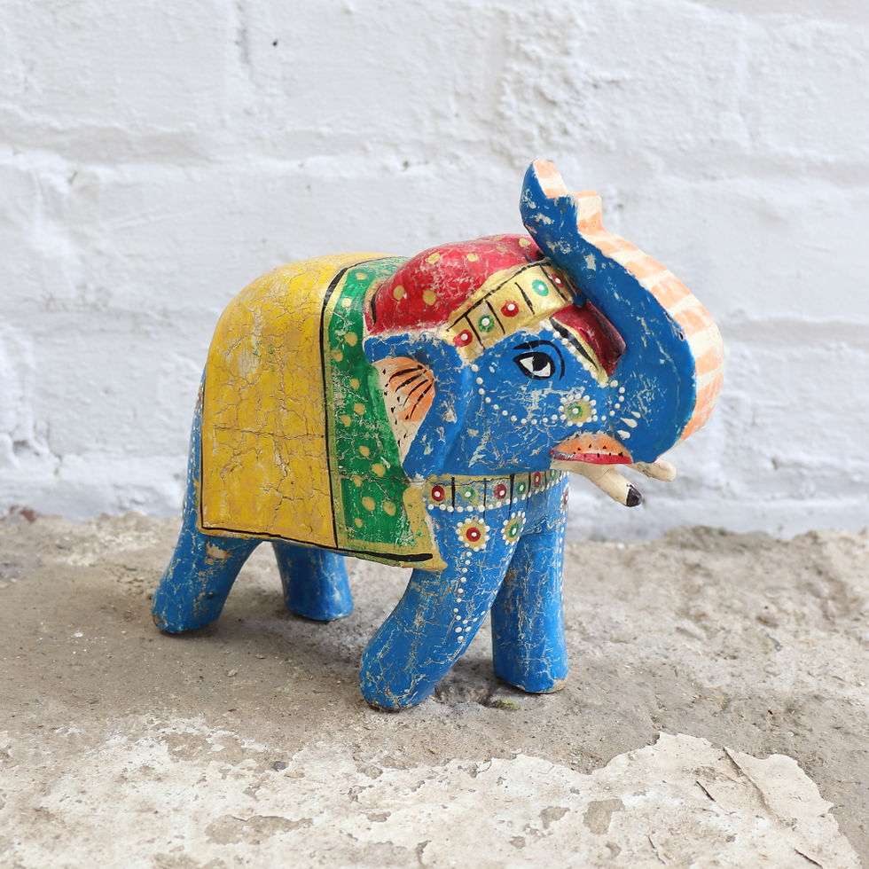 Thumbnail: Medium Indian Handpainted Wooden Elephant