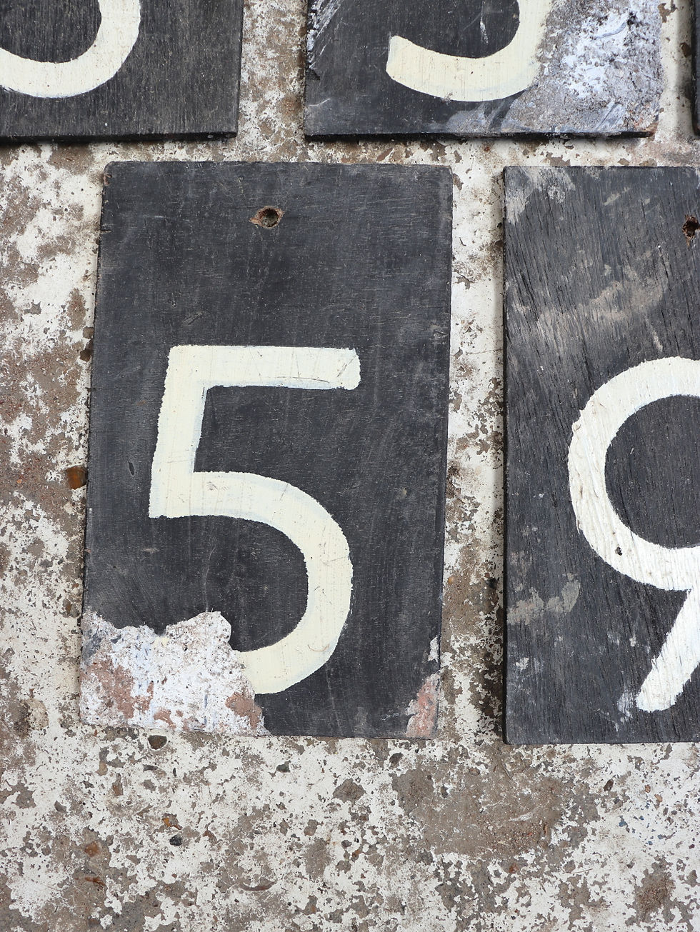 Thumbnail: Clearance Job Lot Of 5 Double Sided Hand Painted Cricket Numbers