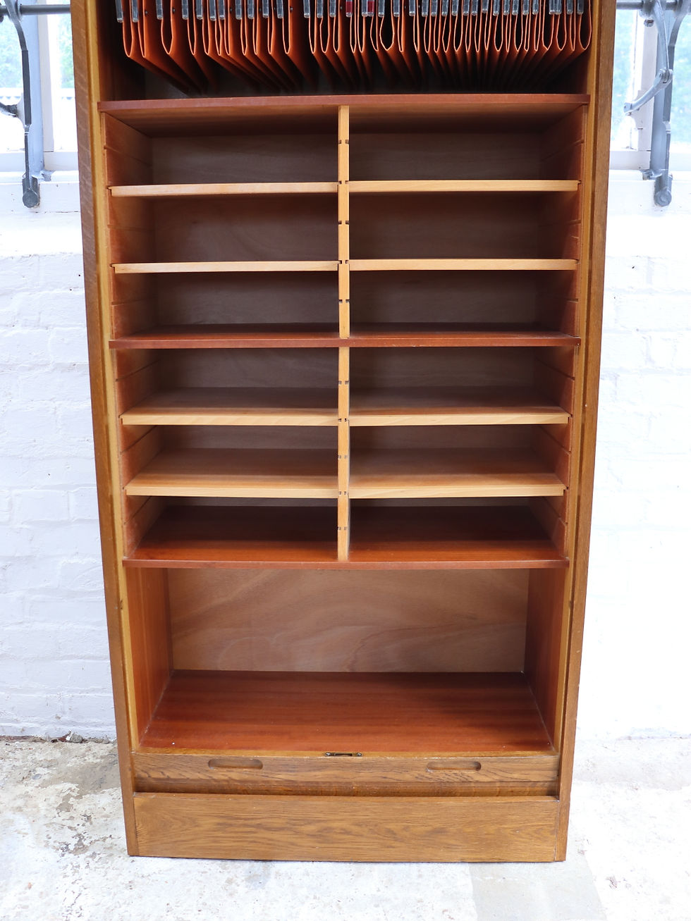 Thumbnail: Beautiful Vintage 1973 French Tambour Filing Cabinet