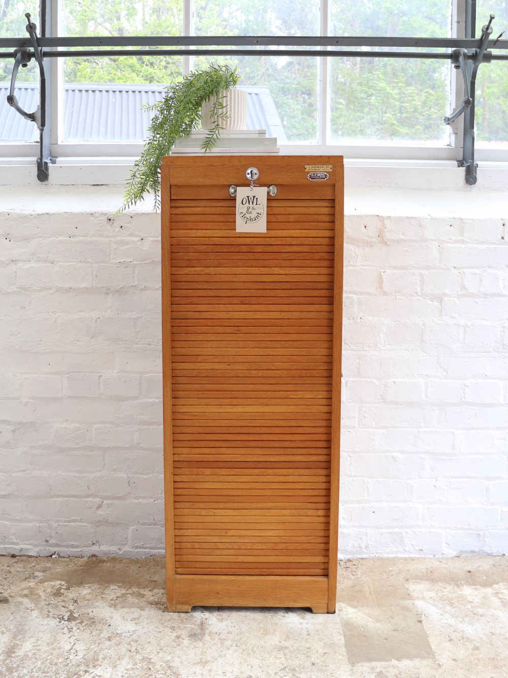 Beautiful Antique Single Tambour Fronted Cabinet