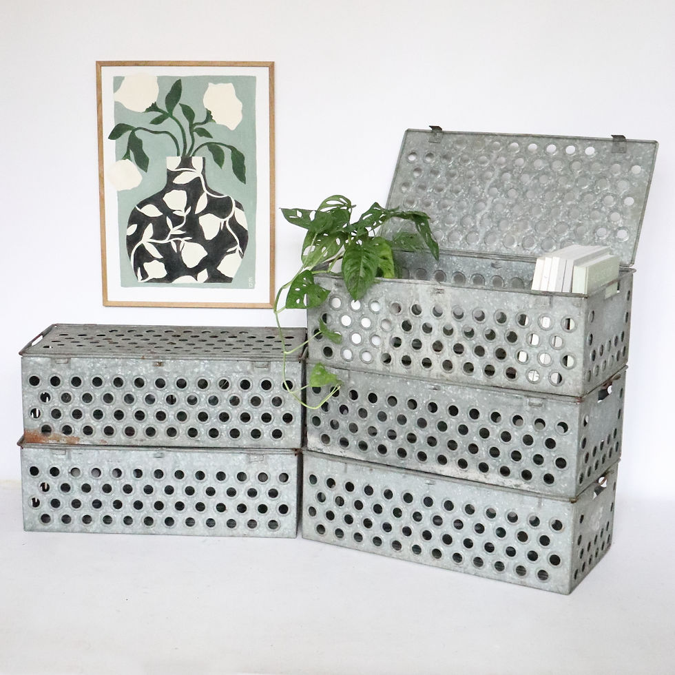 Thumbnail: Lovely Large Vintage Industrial Metal Lidded Crate