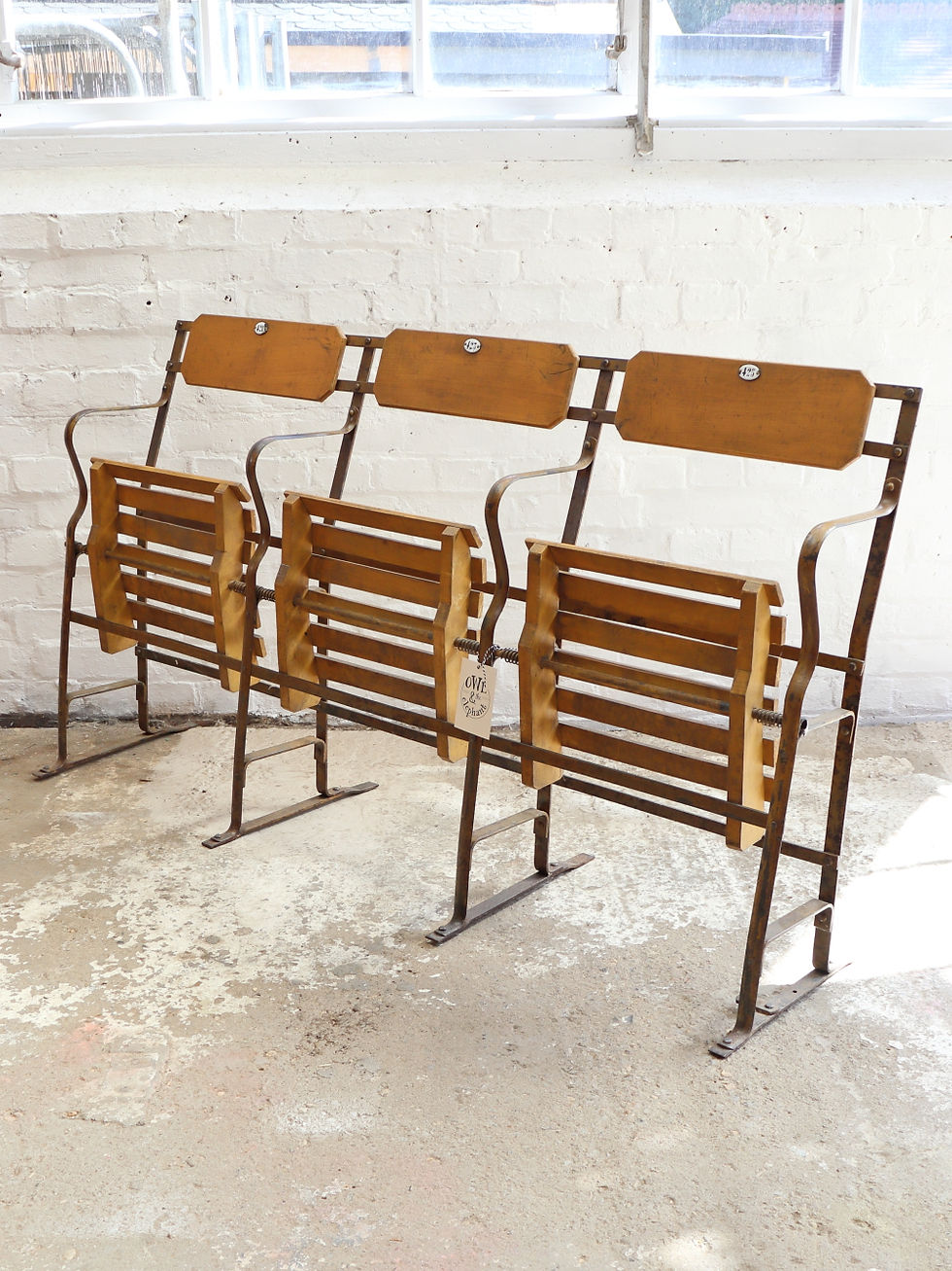 Thumbnail: Beautiful Vintage Triple French Theatre Seats
