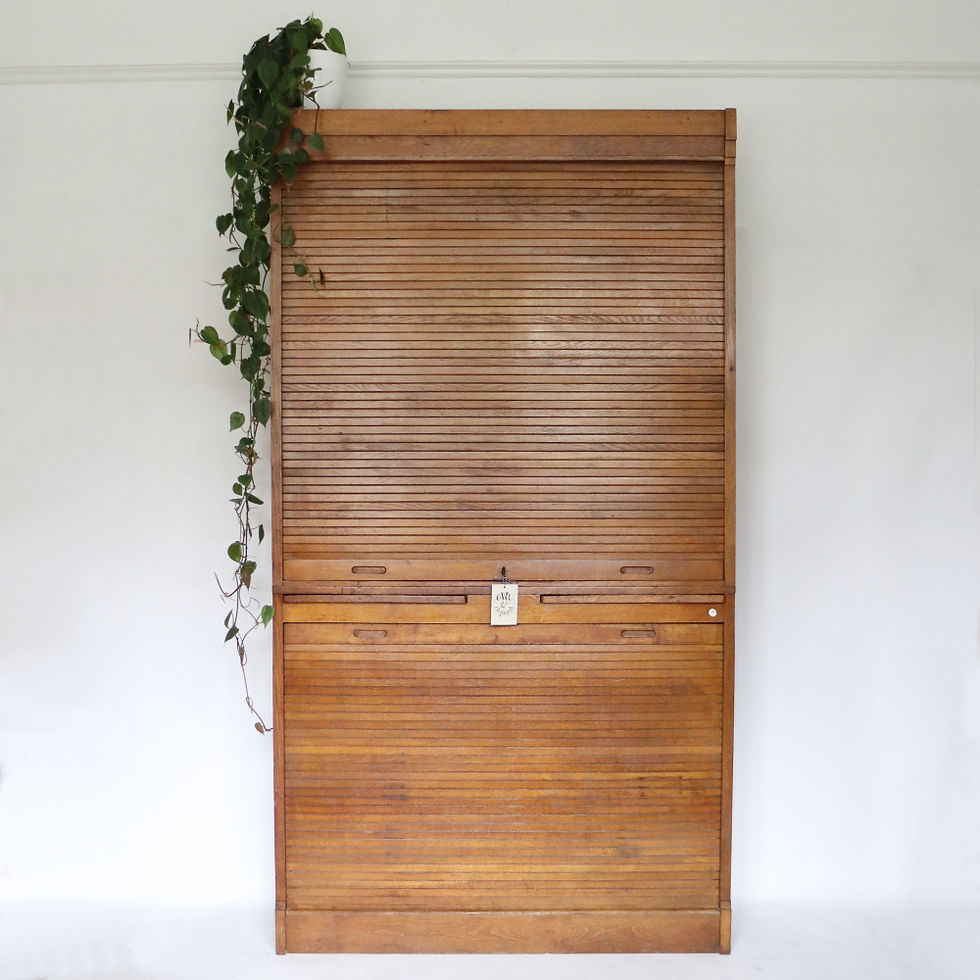 Thumbnail: Stunning Oak Large JB French Double Tambour Cabinet
