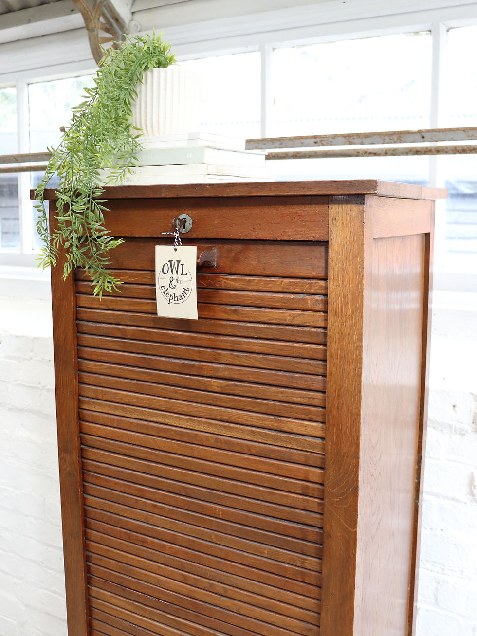 Thumbnail: Beautiful Antique Single Tambour Fronted Cabinet