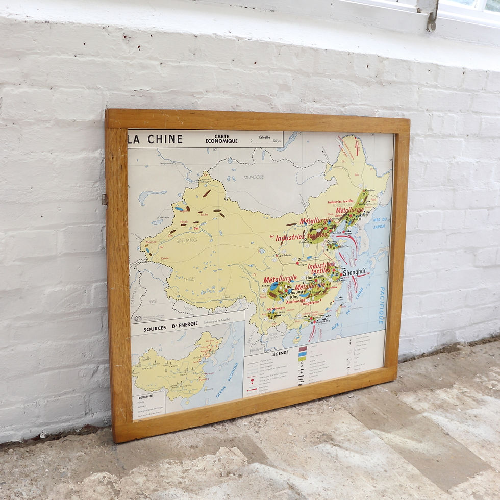 Thumbnail: Vintage Double Sided French School Map - China and Russia