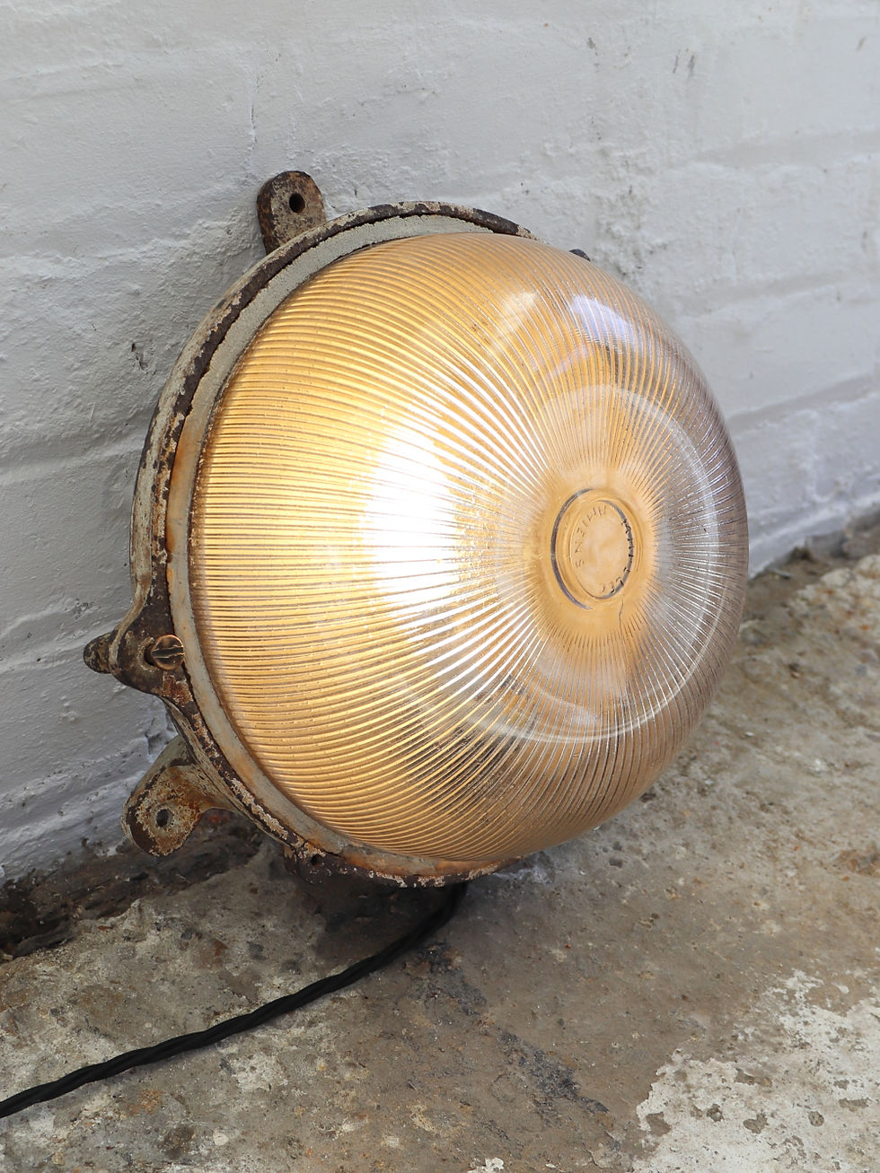 Thumbnail: Large Vintage French Mapelec Amiens Bulkhead Light