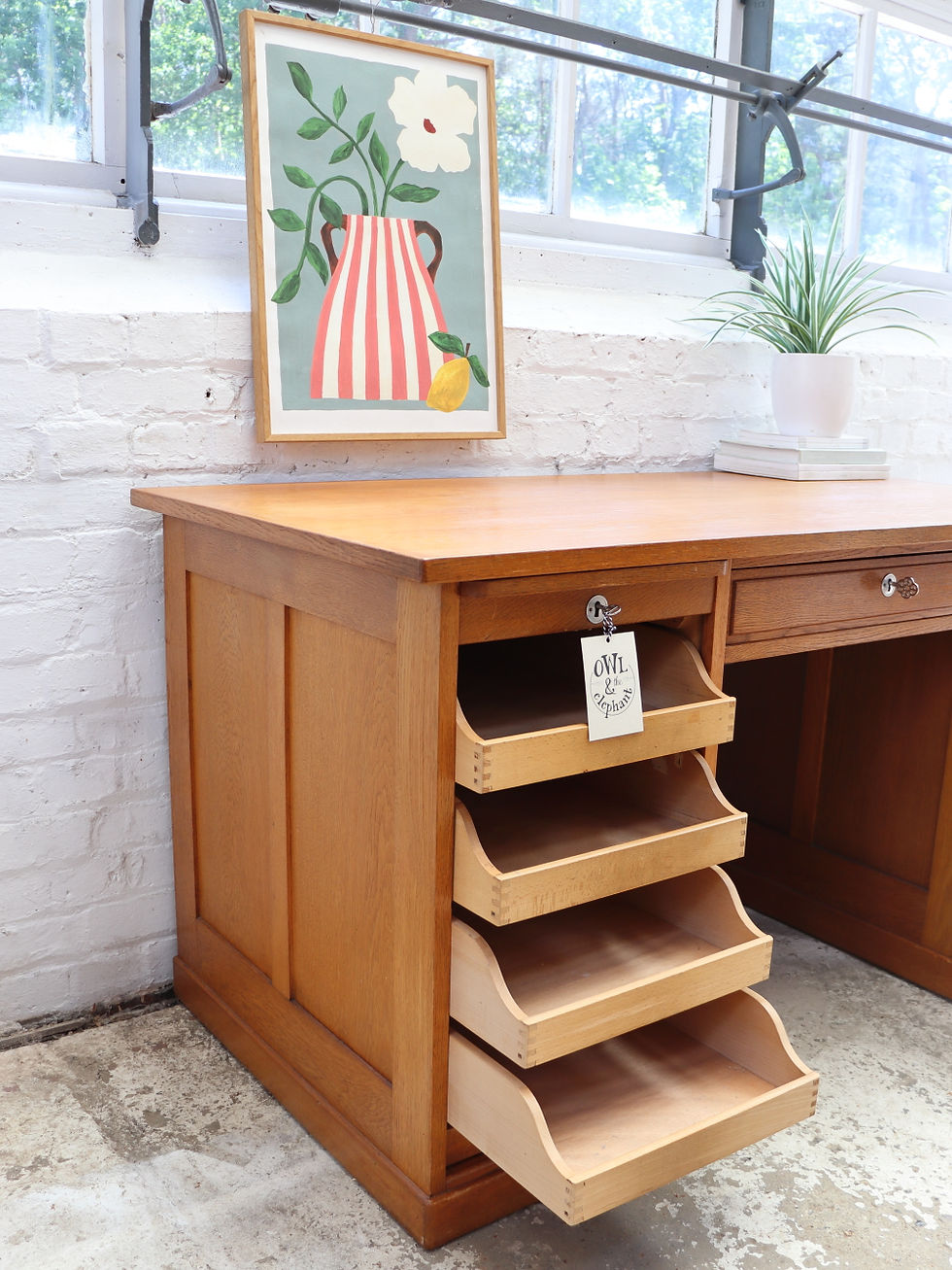 Thumbnail: RESERVED - Beautiful Large Vintage French Tambour Desk