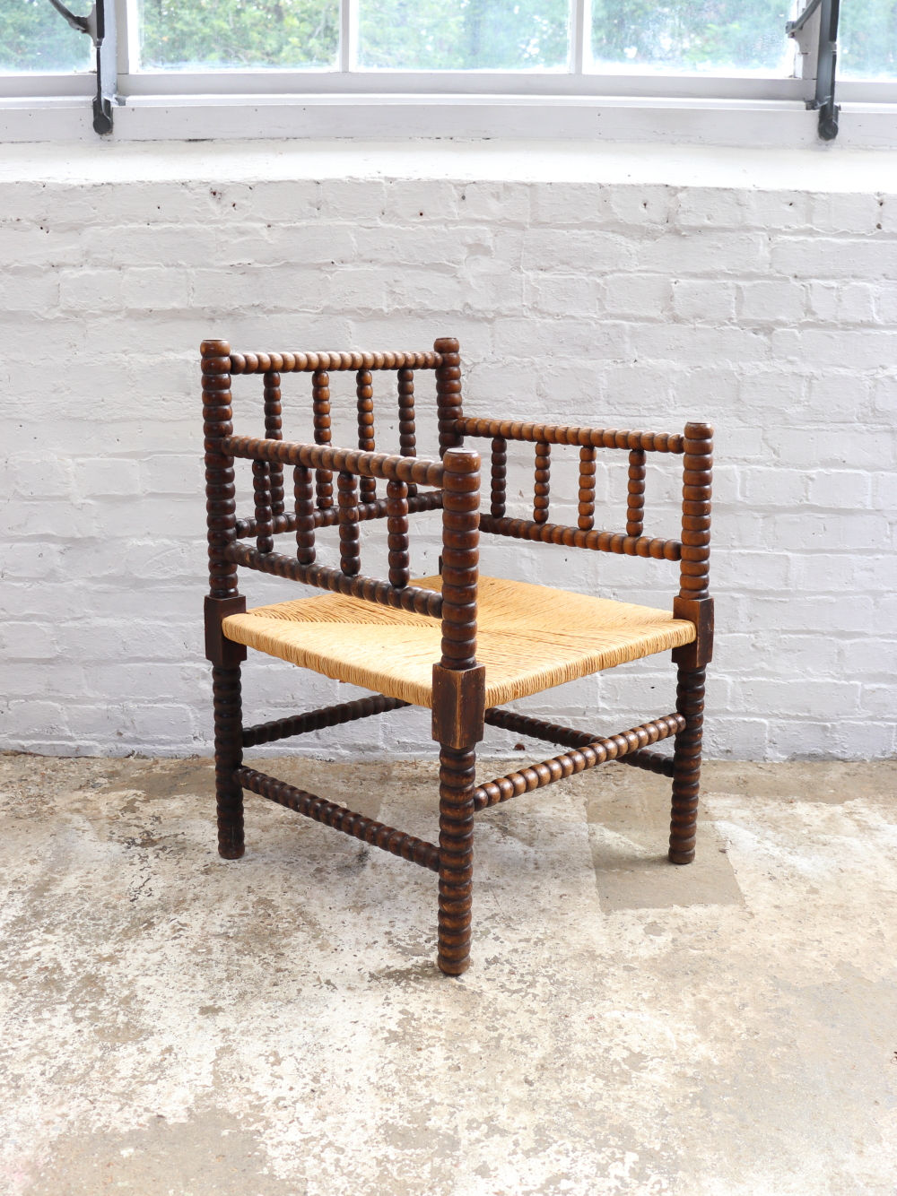 Beautiful Vintage French Corner Bobbin Armchair