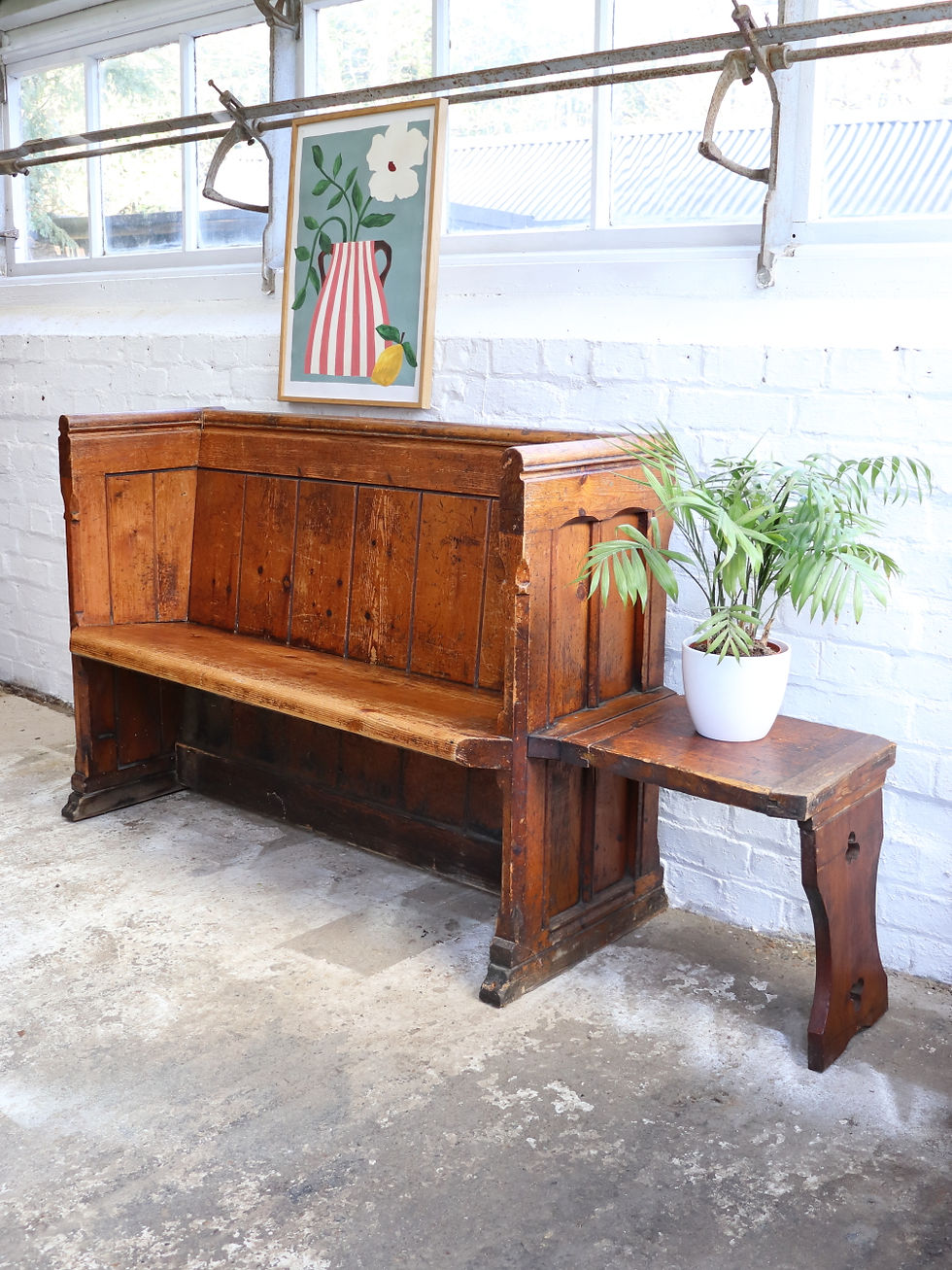 Thumbnail: Beautiful Antique Church Pew With Foldable Seat