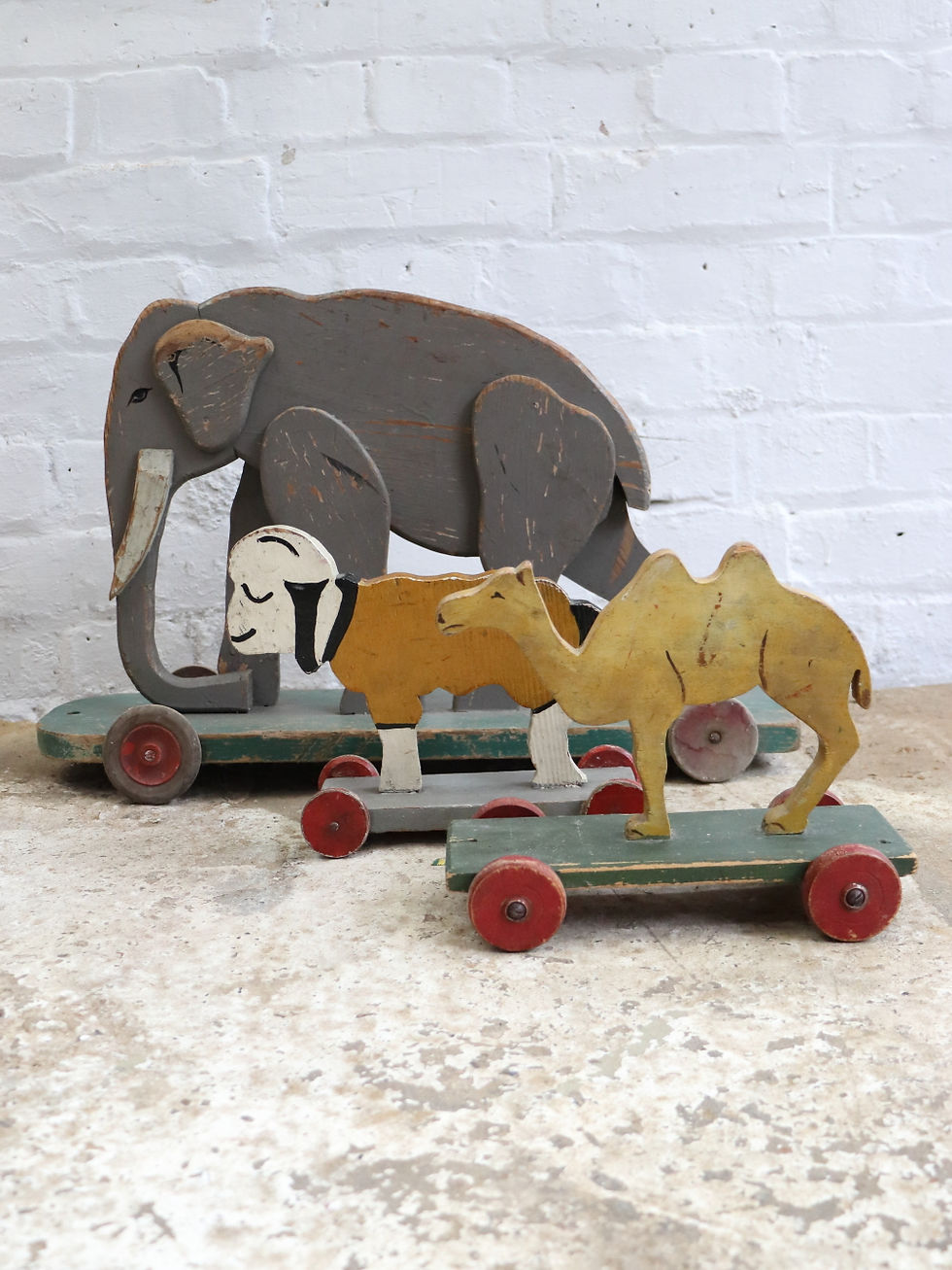 Thumbnail: Lovely Large Antique French Wooden Pull Along Toy