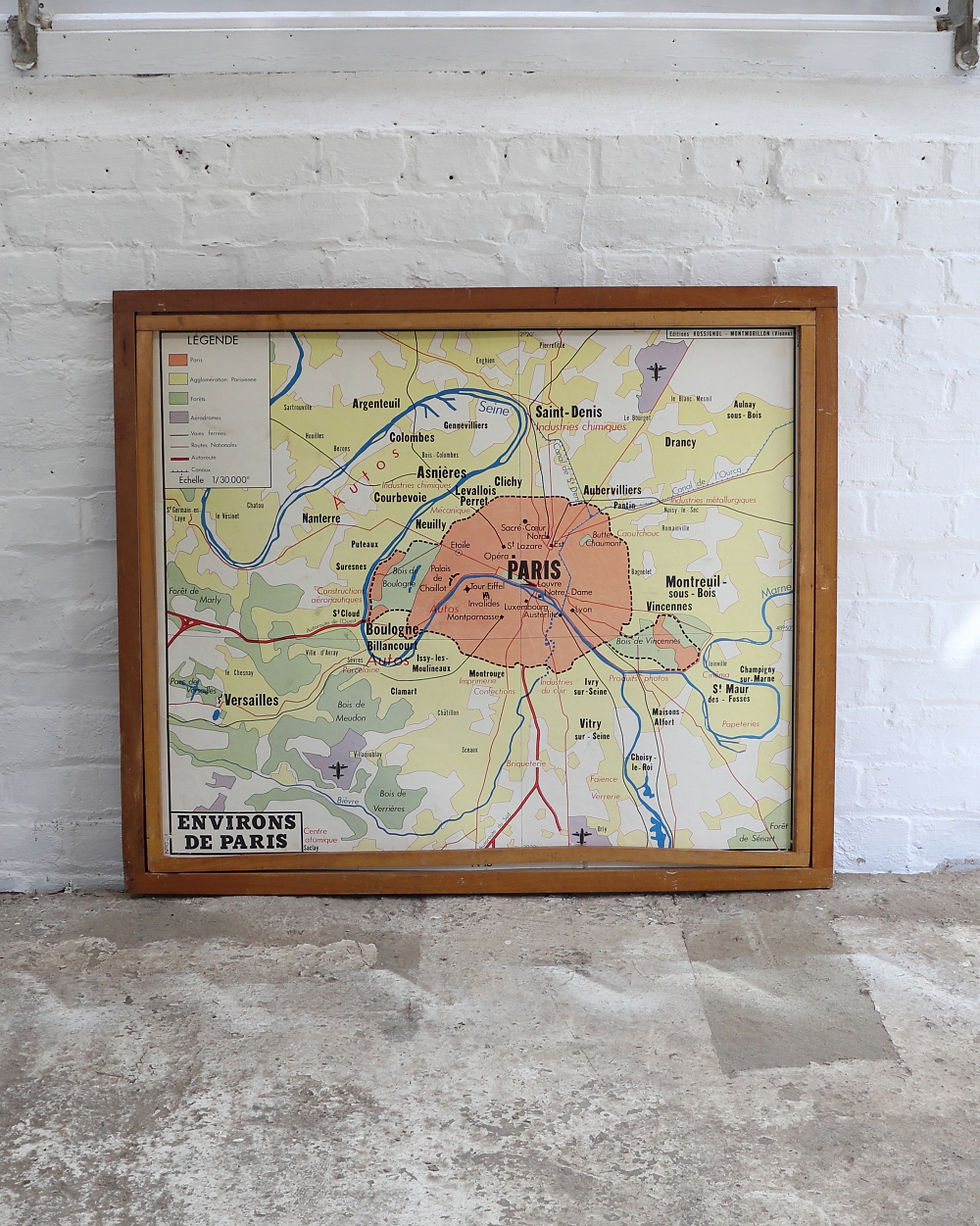 Thumbnail: Vintage Double Sided French School Map - Paris