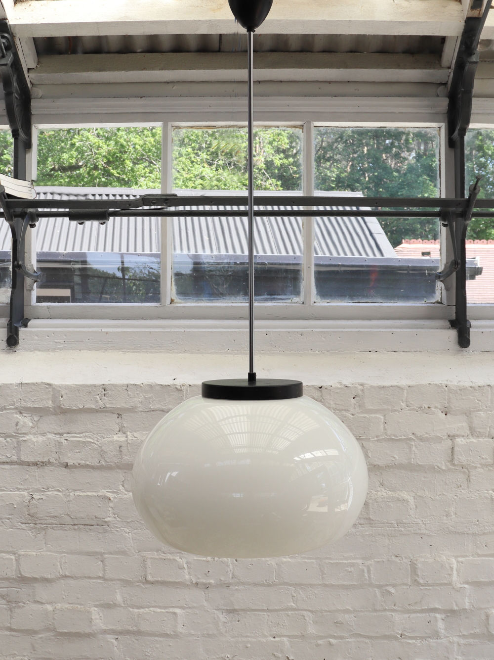 Beautiful Extra Large Vintage Opaline Pendant Light