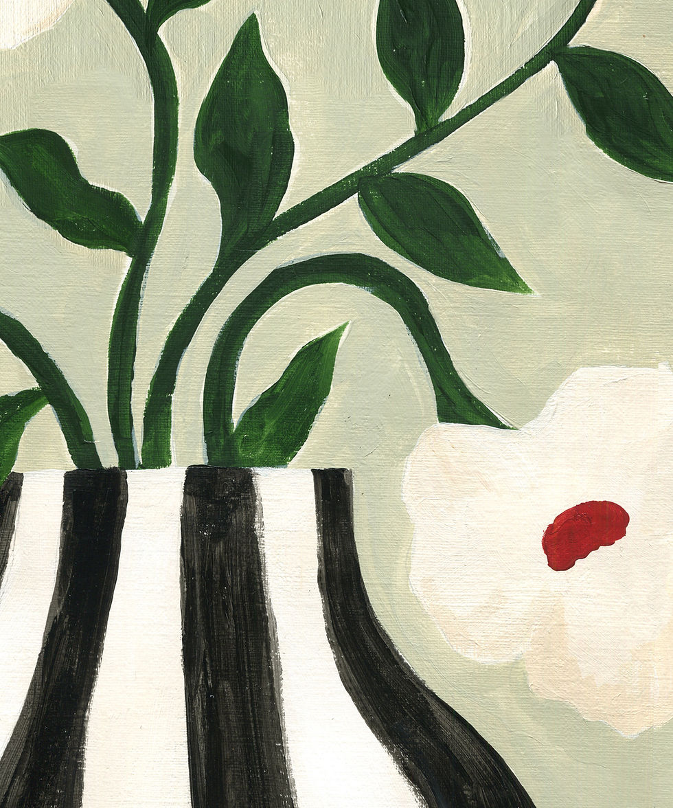 Thumbnail: Striped Vase And White Flowers - Glicée Print