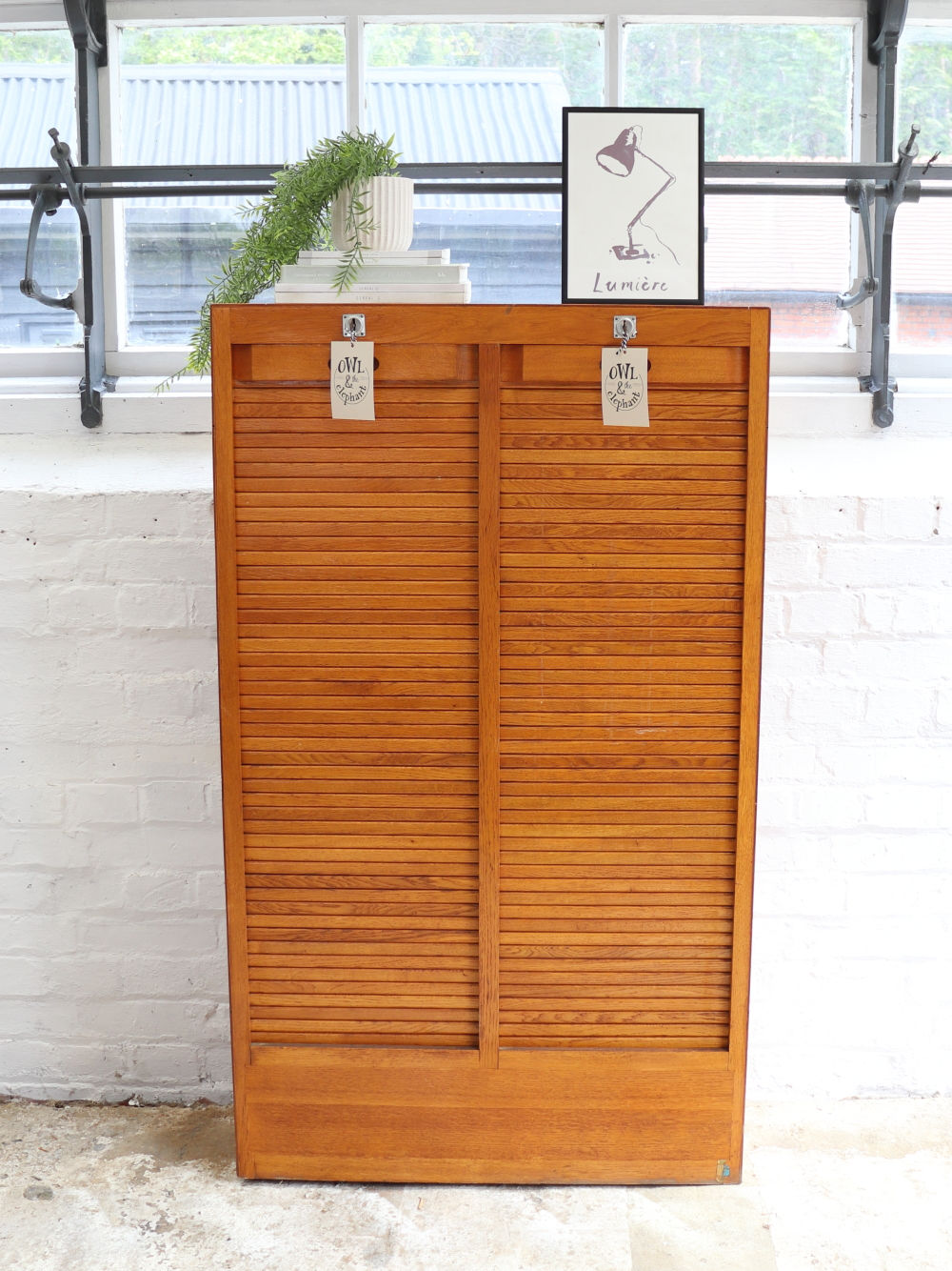 Beautiful Vintage French Double Tambour Fronted Cabinet