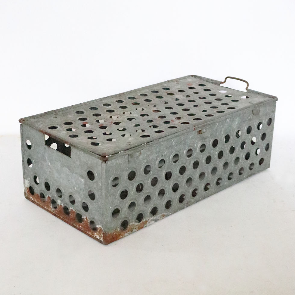 Thumbnail: Lovely Large Vintage Industrial Metal Lidded Crate
