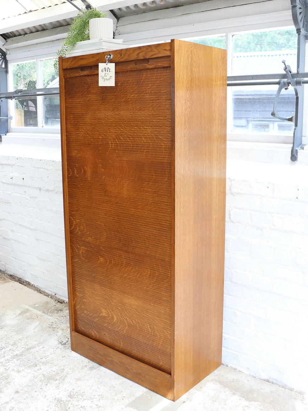 Thumbnail: Beautiful Vintage 1973 French Tambour Filing Cabinet