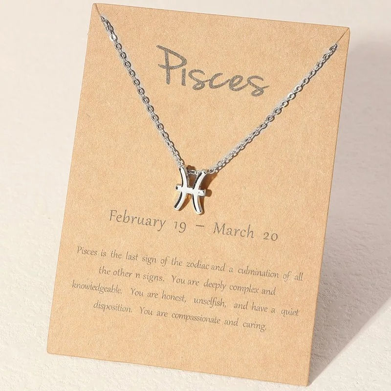 Thumbnail: 12 Zodiac Charm Necklace – Birth Sign Constellation Pendant with Gift Card