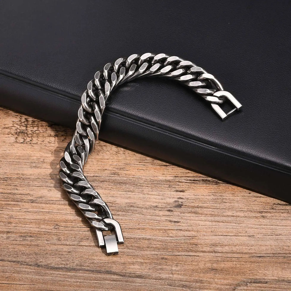 Thumbnail: Bold Cuban Chain Bracelet – Heavy Steel, Maximum Flex