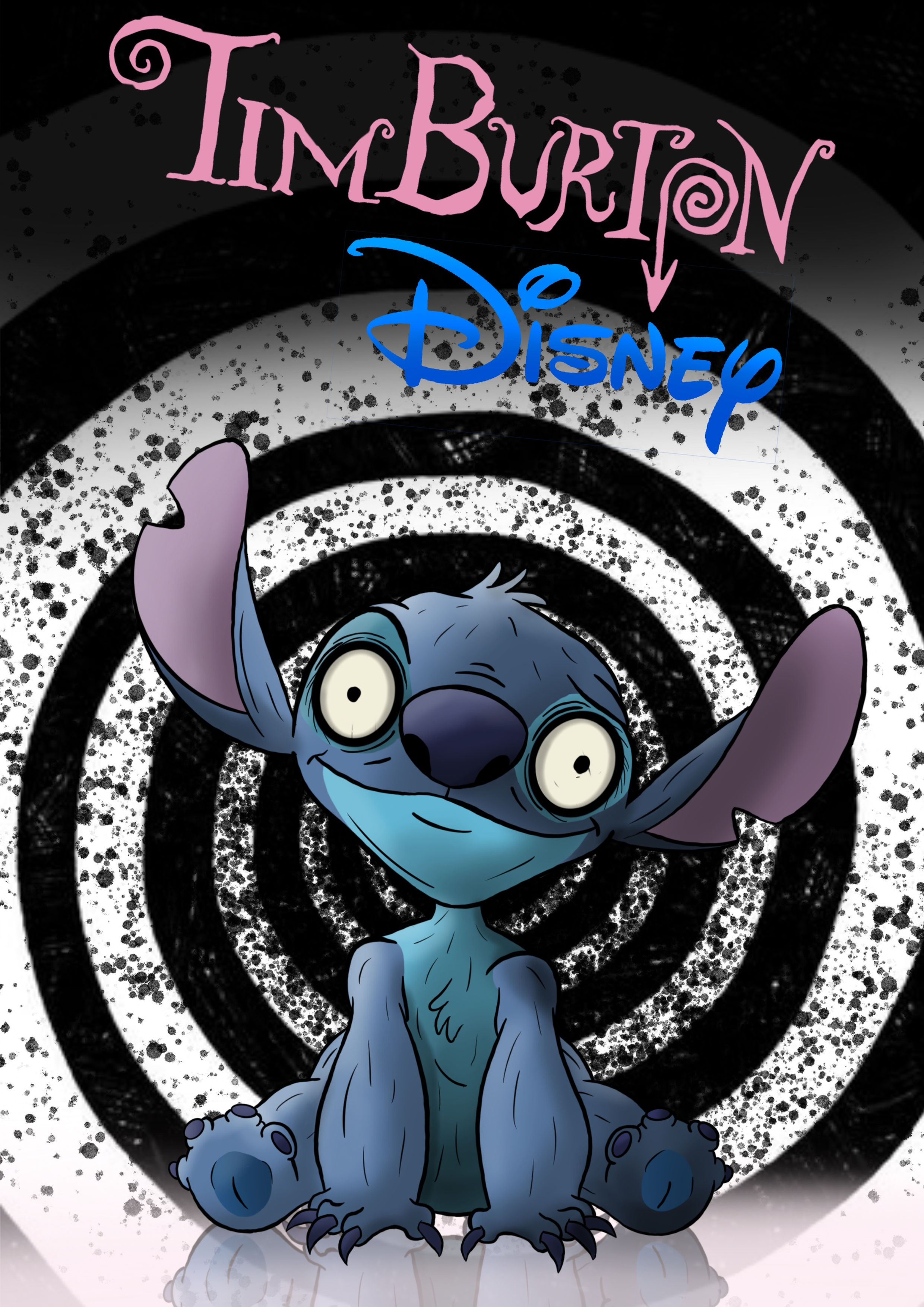 Stitch Tim Burton Inspired A3 Hard Poster