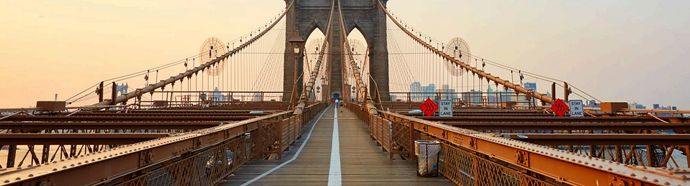 Forward view of a bridge at sunset