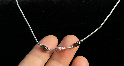 Vintage silver pink pearl necklace