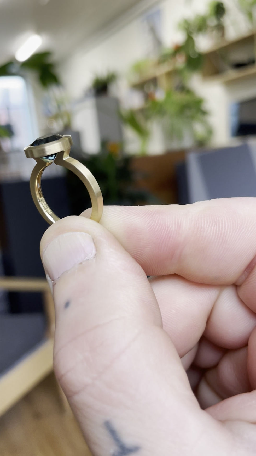 Thumbnail: Handmade 18ct Yellow Gold and Australian Sapphire Engagement ring by contemporary Jewellery designer Rhys Turner, Melbourne A