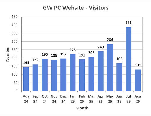 Histogram of website visitors August 2024 - August 2025