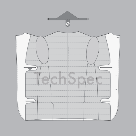 Thumbnail: Men's blazer CAD template internal construction quilted body lining patch pocket detail technical drawing