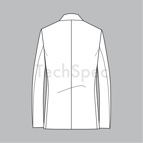 Thumbnail: Men's blazer CAD template back view modern tailored fit smart casual jacket technical flat