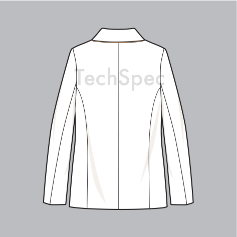 Thumbnail: Girls belted suit CAD template back view clean technical drawing with seam and fit detail for garment production