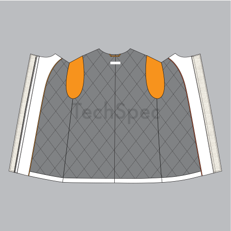 Thumbnail: Girls shearling coat CAD template internal view lining and panel construction detail technical drawing for fashion tech pack
