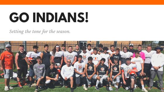Go Indians! Setting the tone for the season. | Image of football players at the ISU camp.