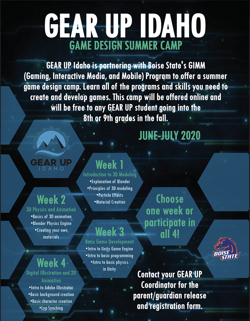 GEAR UP IDAHO | Game Design Online Summer Camp | June-July 2020