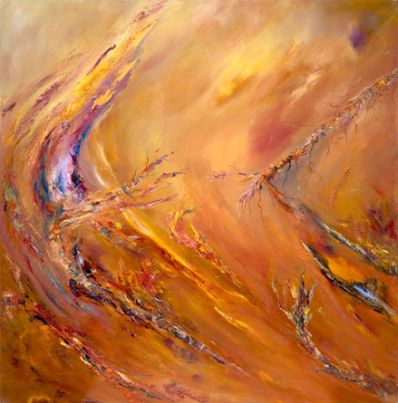 Yvonne Terkildsen, Firestorm, oil on linen (90x90cm)