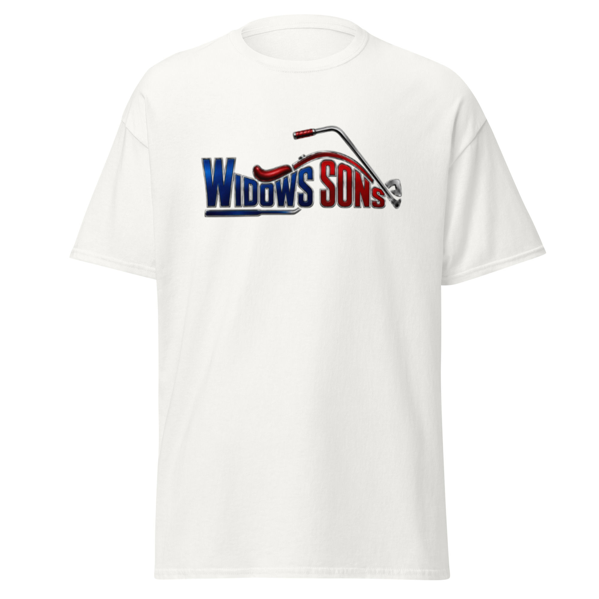 White WS MC Widows Sons graphic front t-shirt