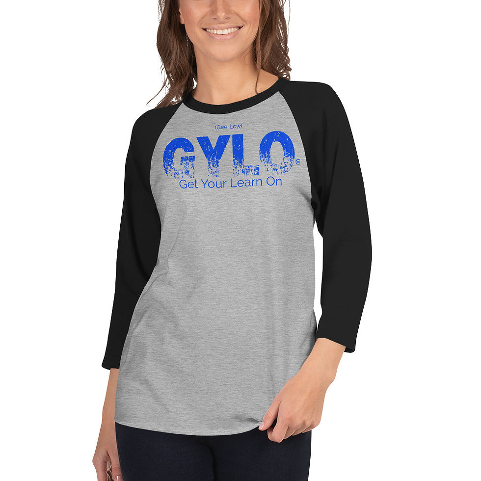 Thumbnail: Teen Edition's "Get Your Learn On" Blue 3/4 sleeve raglan shirt 
