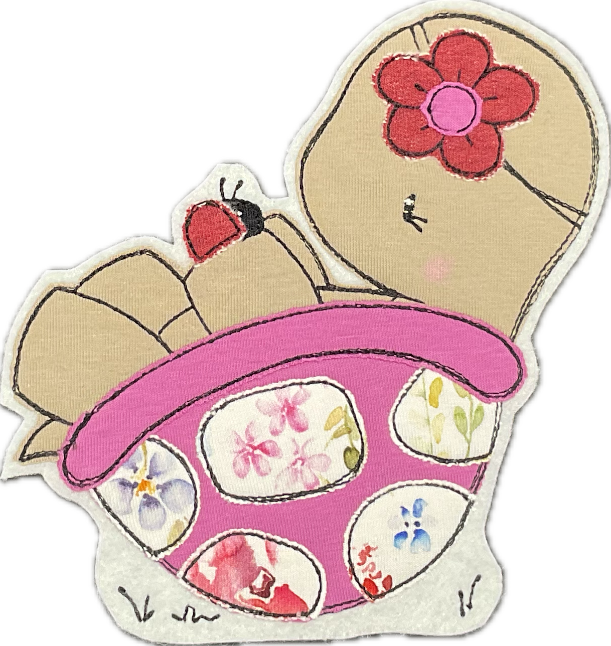 Applikation Schildkröte mit Käfer, fuchsia