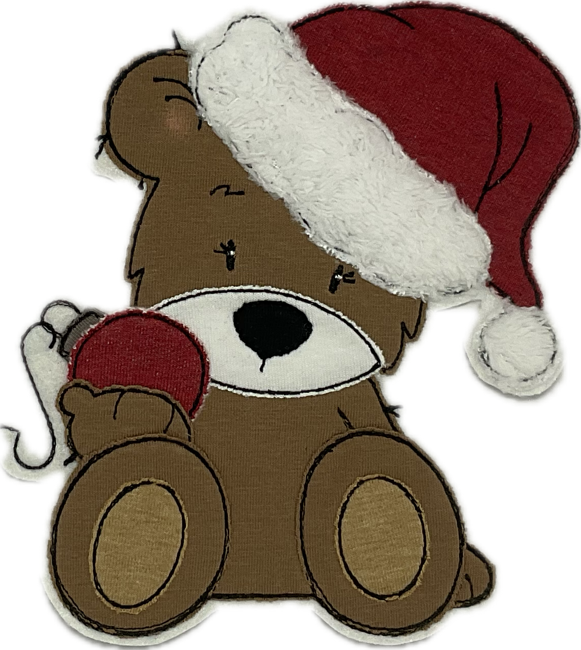 Applikation Weihnachtsteddy mit kleiner Kugel